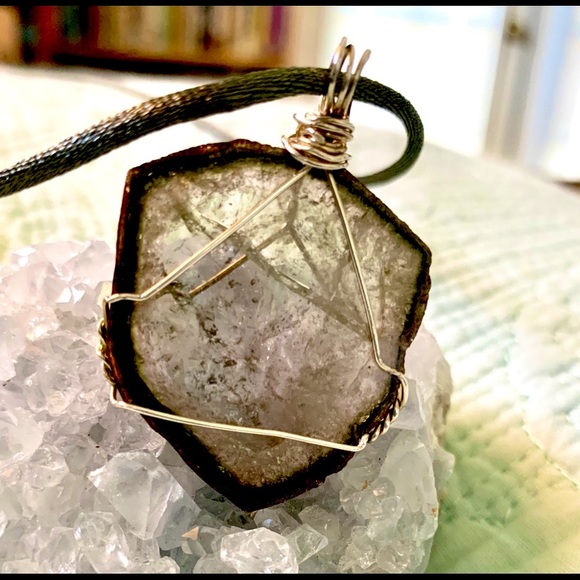 Tourmaline polished crystal slice Pendant - Picture 3 of 8